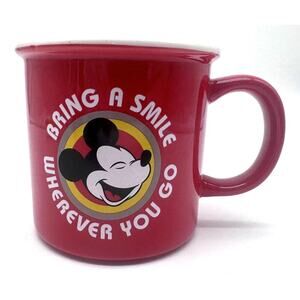 Hallmark Disney Mickey Mouse Bring A Smile Where You Go 13oz Red Mug